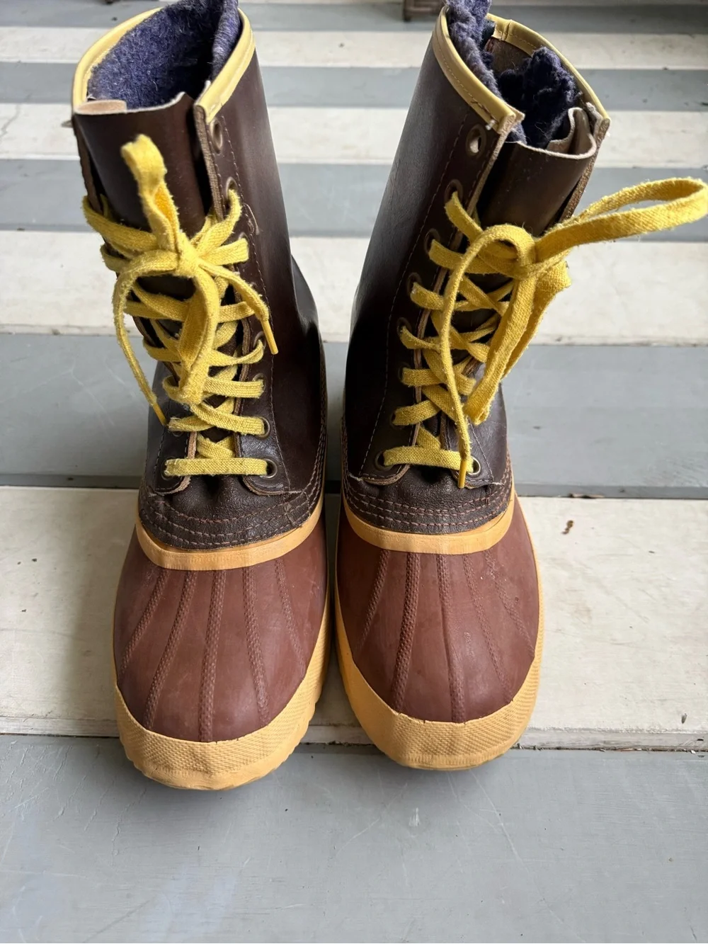 Sorel Brown and Yellow Lace-Up Men's Duck Boots Sz13